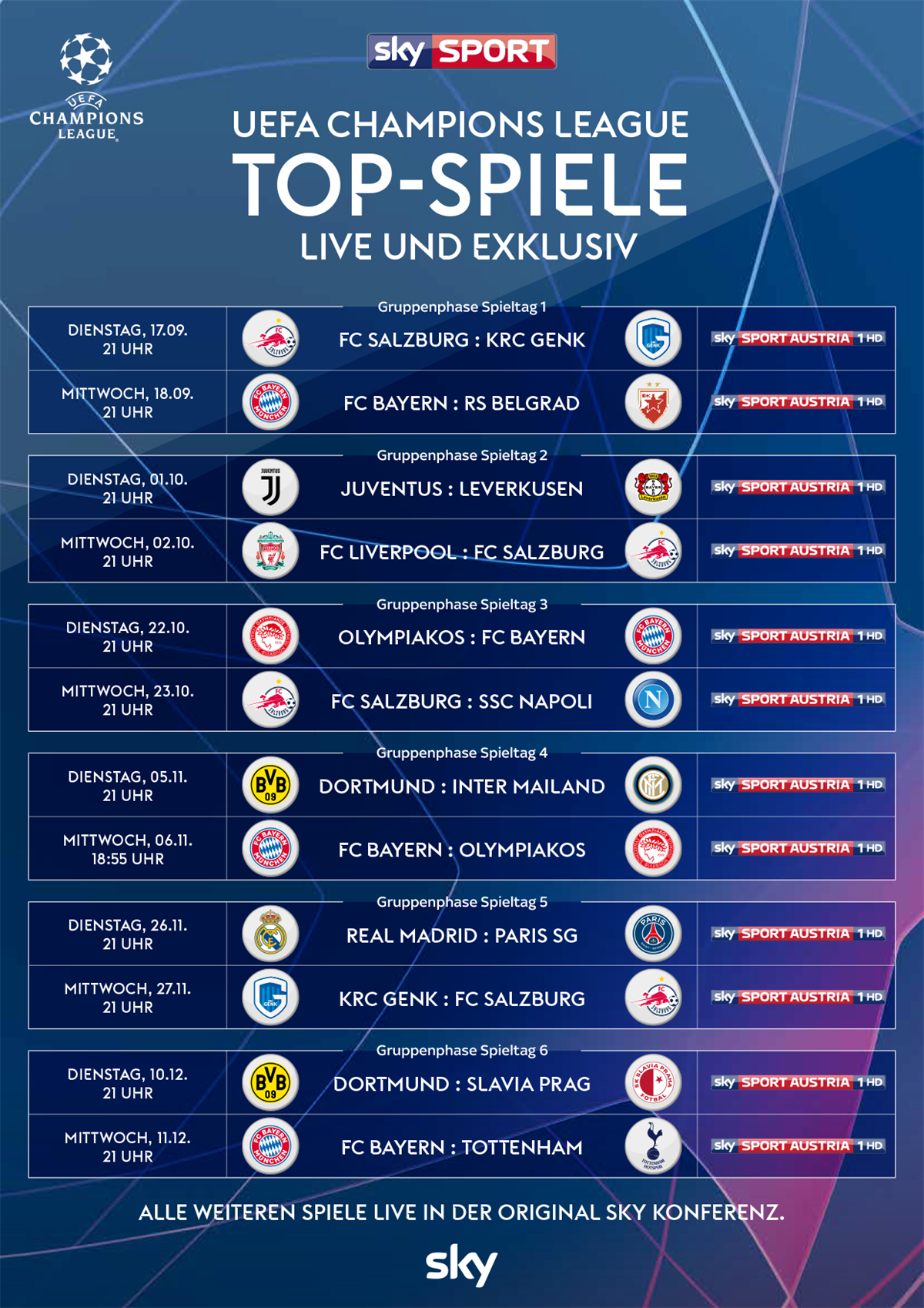 Sky UEFA Champions League Top-Spiele
